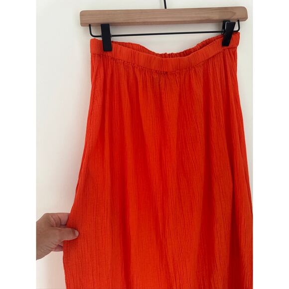 Anthropologie Celandine 100% Cotton Gauze Halter Maxi Dress Orange- XS - Picture 3 of 8